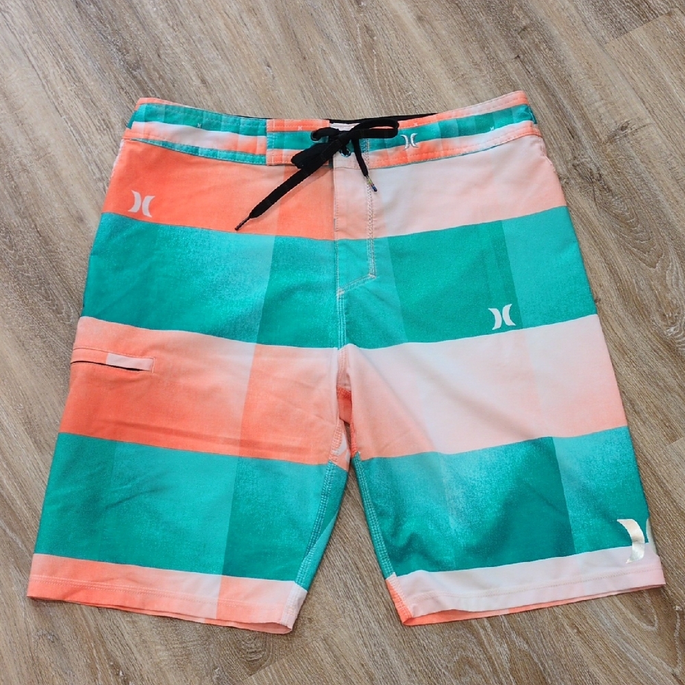 💚🧡Hurley Men's Teal and Orange Board Shorts size 31💚🧡